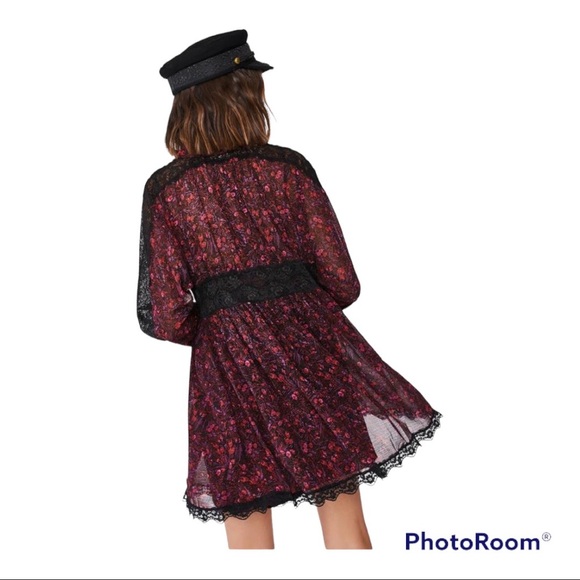 NWT Free People SHEER ROMANCE Mini Floral Mini Dress: Size Small - Picture 4 of 6